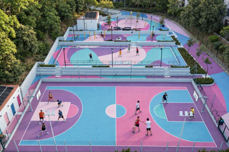 Visualizzazione progettuale di spazi sportivi e aree gioco
